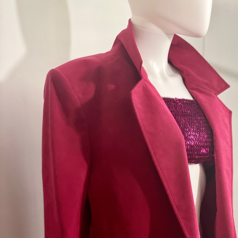 Hot Pink ultra suede Lilli Ann jacket - Picture 2 of 13